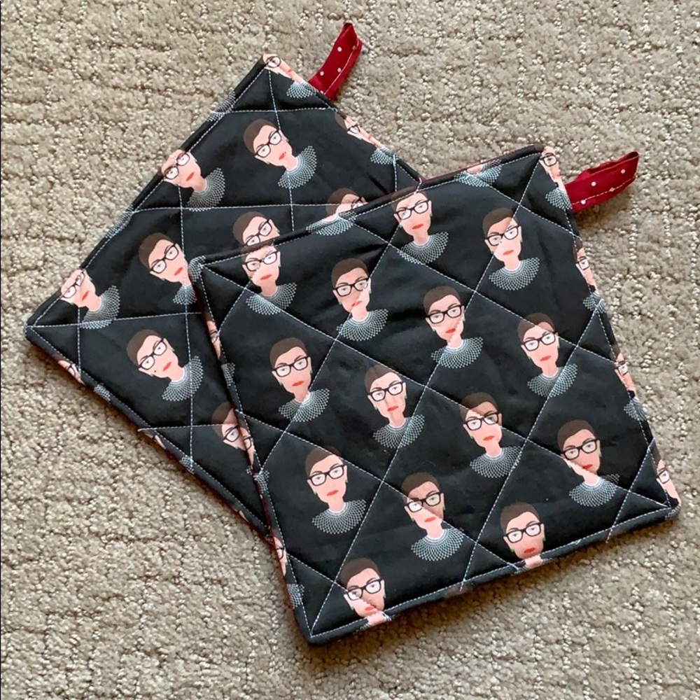 Set of Ruth Bader Ginsburg potholders, never used.